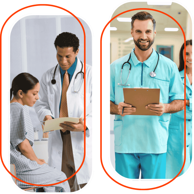 Medical team consulting with a patient